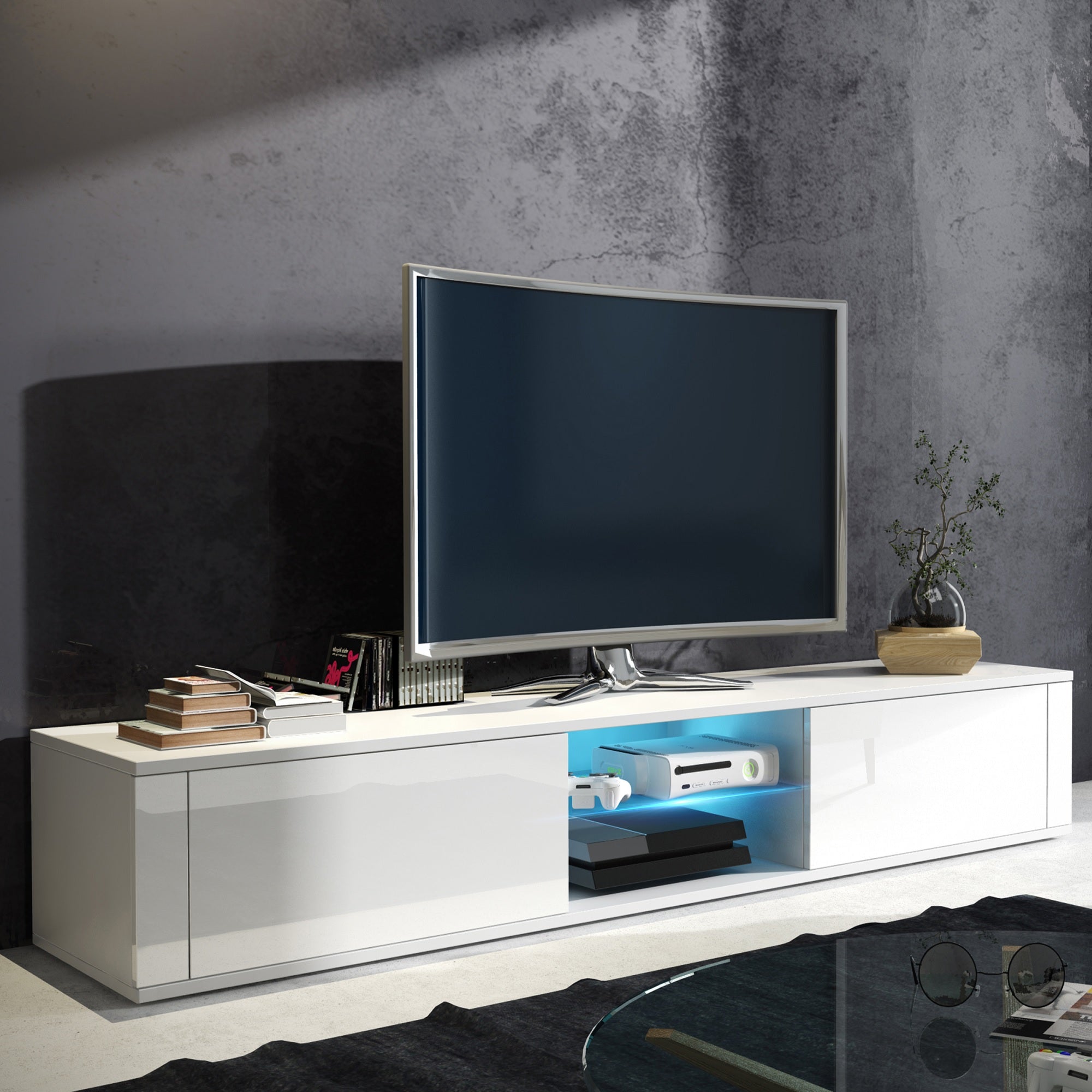 Hit TV Stand with LED, Multiple Finishes - Furniture.Agency