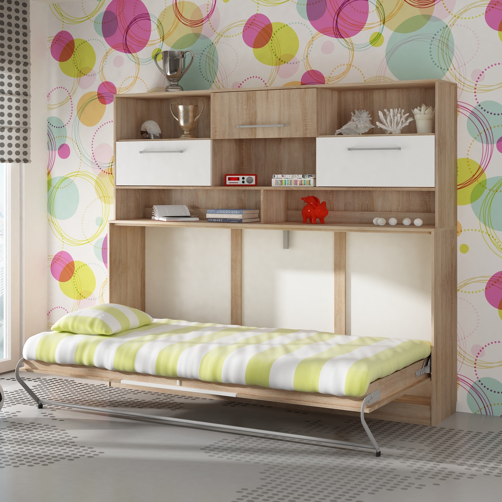 Roger European Single Kids Murphy Bed With Storage - Furniture.Agency