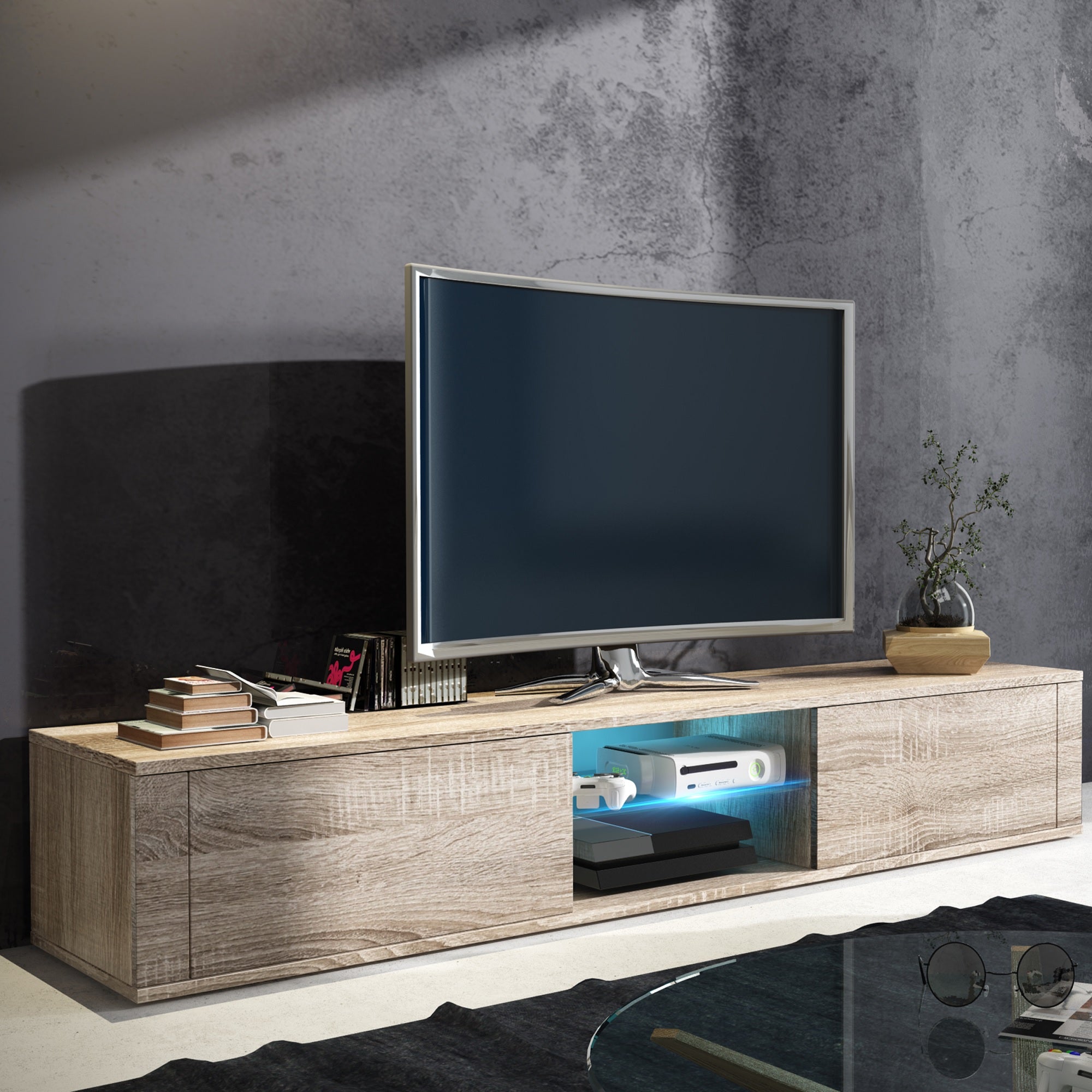 Hit TV Stand with LED, Multiple Finishes - Furniture.Agency