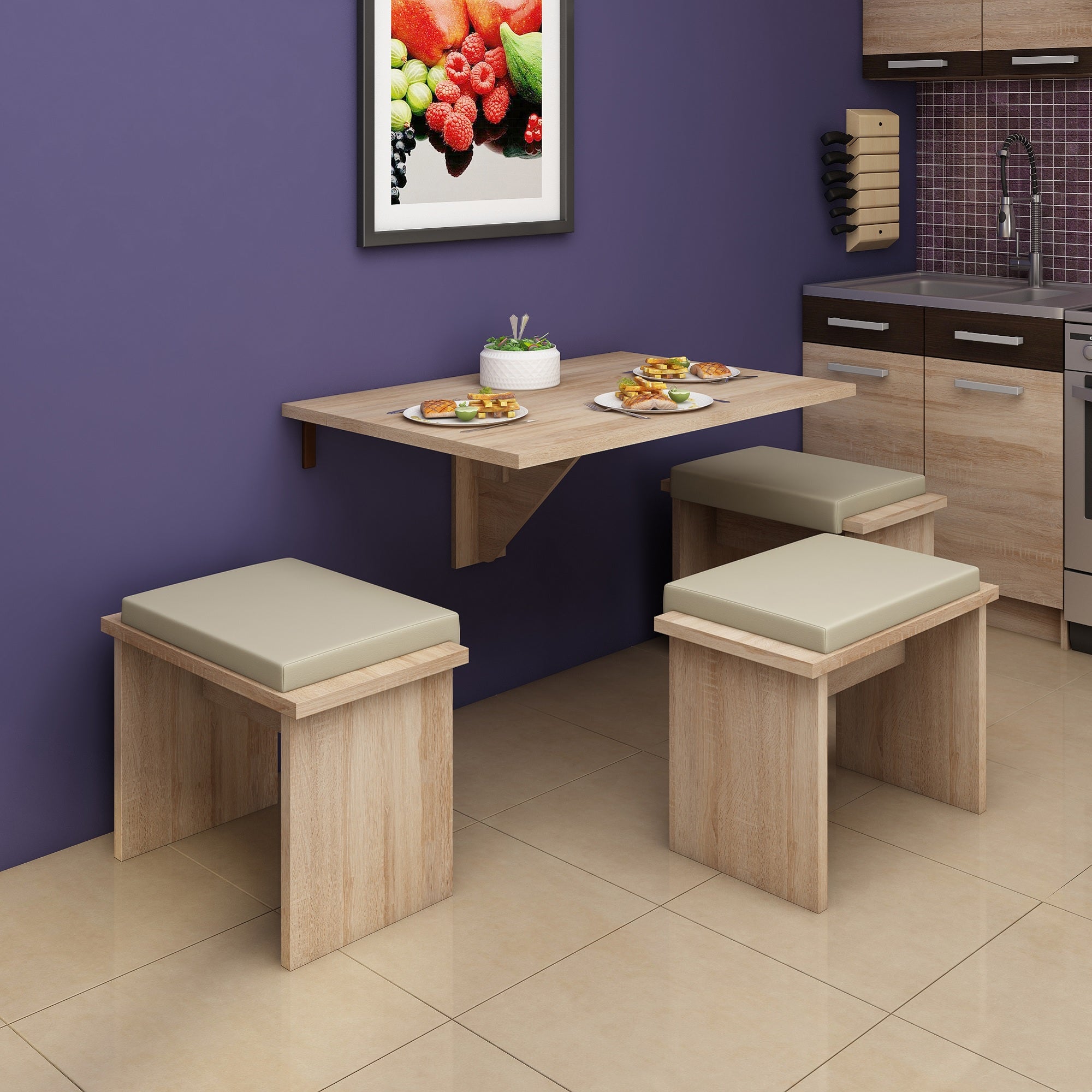 Dining table fixed shop to wall