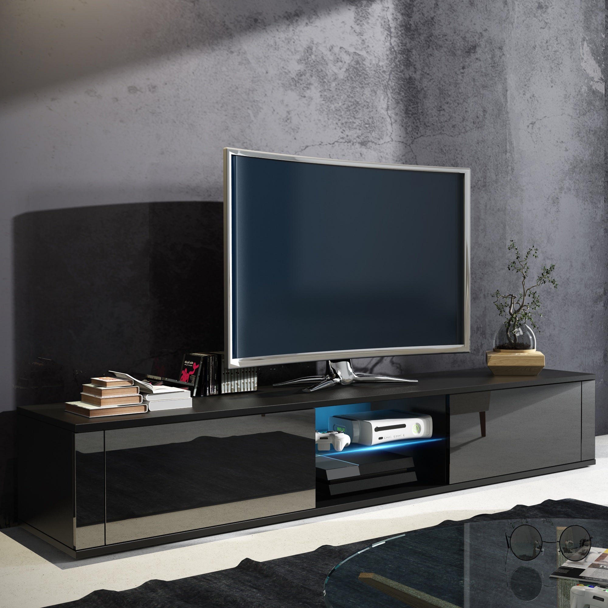 Hit TV Stand with LED, Multiple Finishes - Furniture.Agency