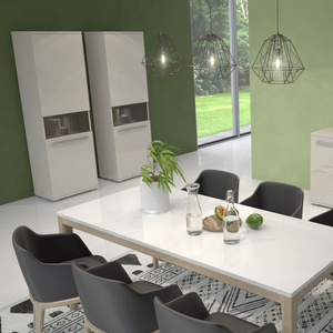 Piano High Gloss Side Cabinet, White - Furniture.Agency