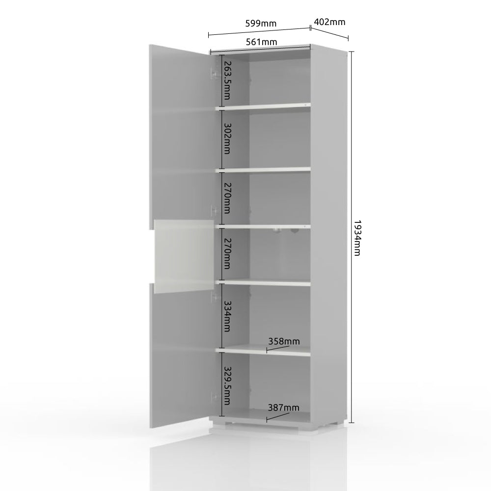 Piano High Gloss Side Cabinet, White - Furniture.Agency
