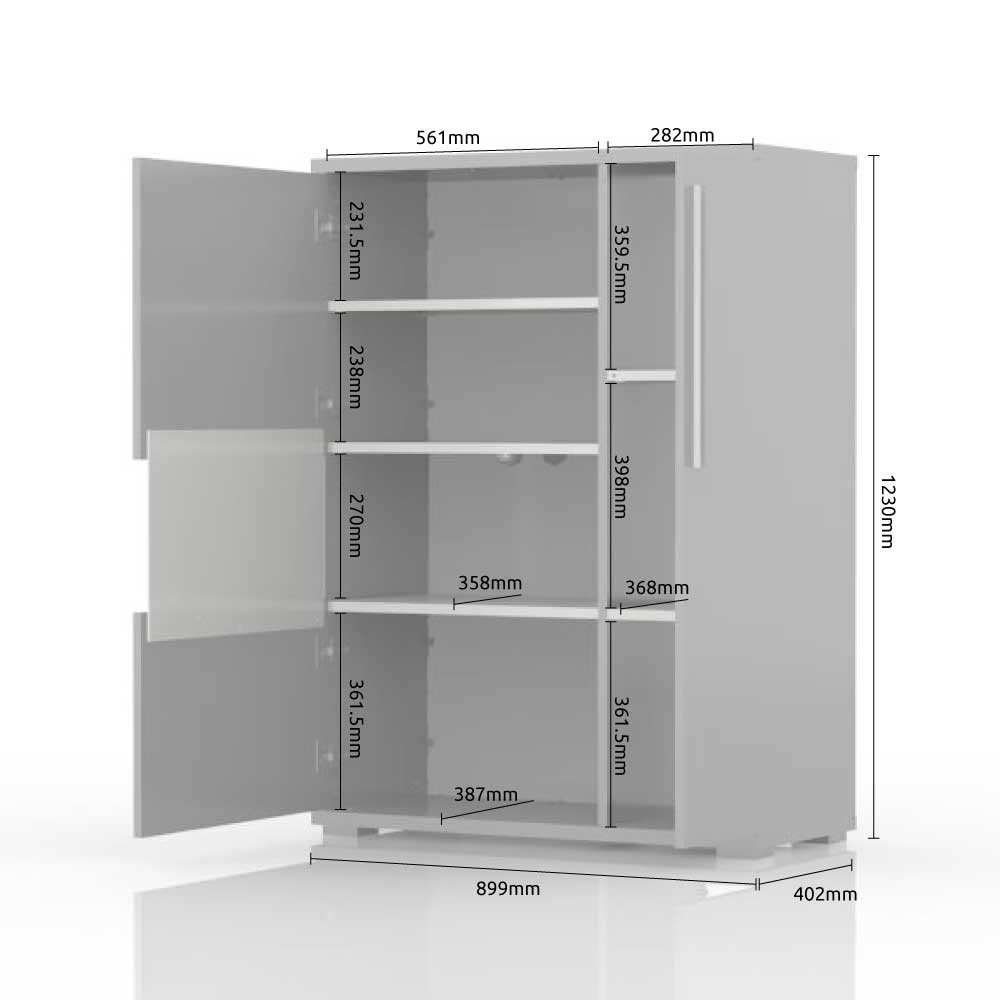 Piano 2 Door High Gloss Side Cabinet - Furniture.Agency