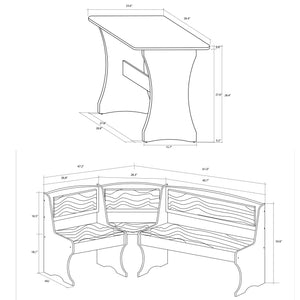 Breakfast Nook 4-Piece Corner Dining Set, Multiple Finishes - Furniture.Agency