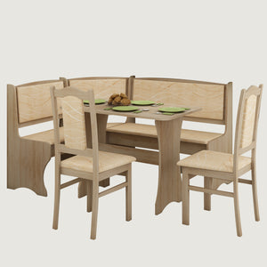 Breakfast Nook 4-Piece Corner Dining Set, Multiple Finishes - Furniture.Agency